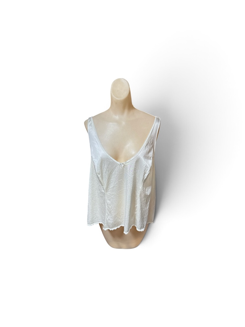Vintage Vassarette White Nylon Chemise Lingerie Camisole Tank Top 3XL Plus Size